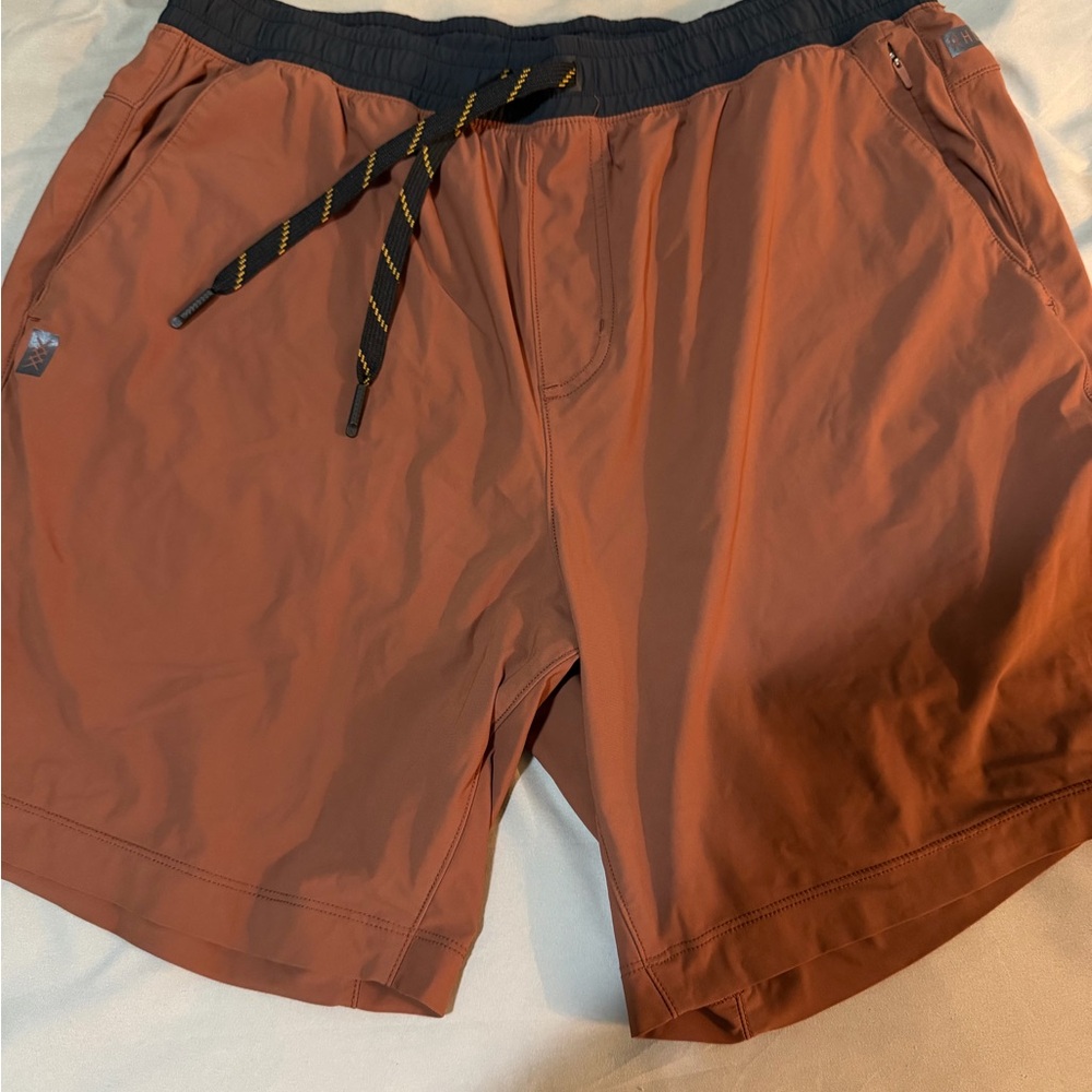 RHONE Performance Shorts in Maroon and Black (liner-less)
